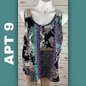APT 9 Racerback Multi-Colored Floral Top